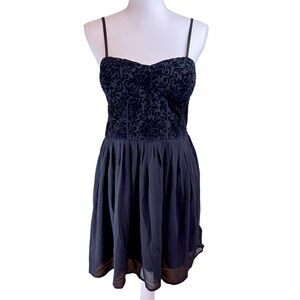 BOG COLLECTIVE Black‎ Velvet Burnout Corset Mini Dress L Goth Whimsigoth Fairy